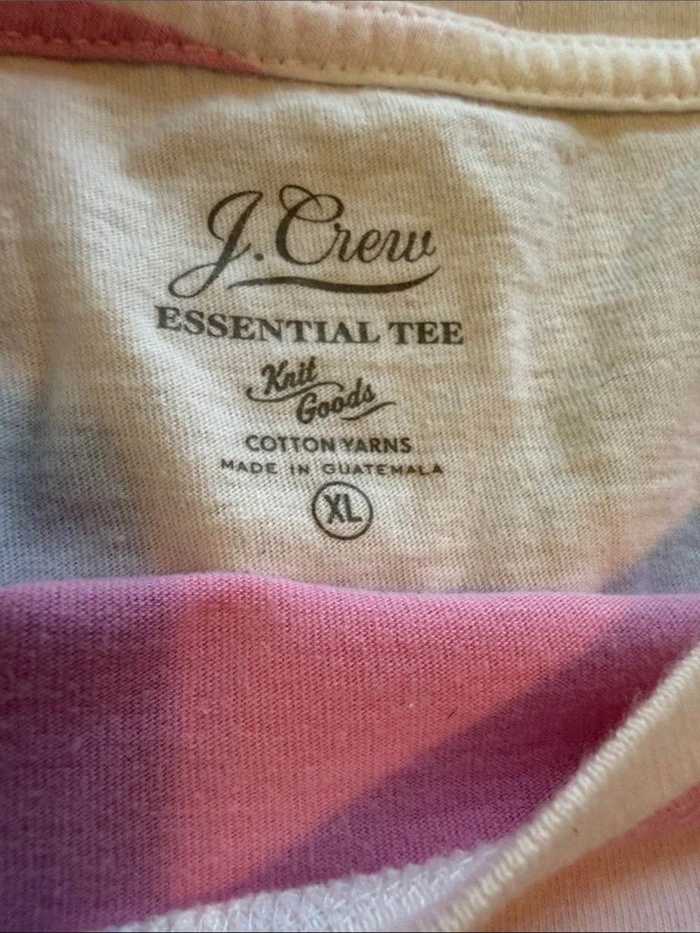J Crew Cotton Pink & White Striped Essential Long Sleeve Tee T-Shirt Sz X-Large